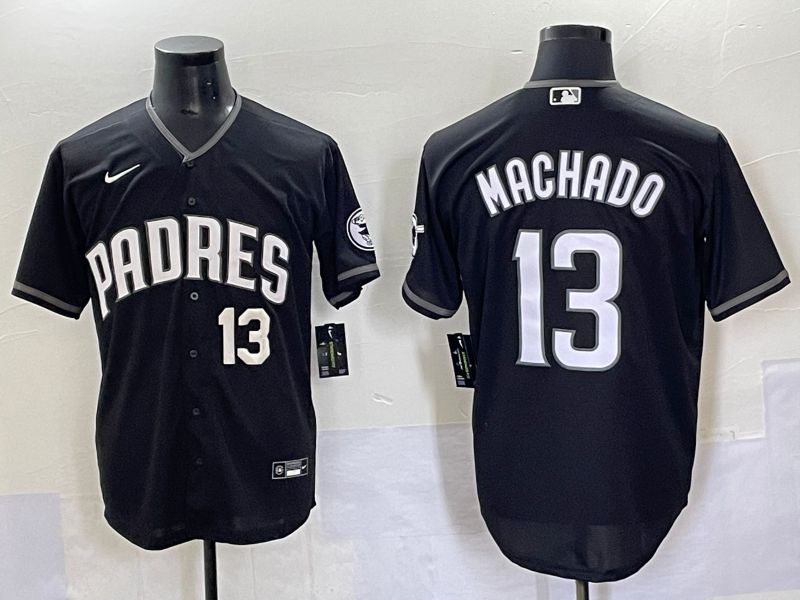 Men 2025 San Diego Padres 13 Machado Black Game Nike MLB Jersey style 7035